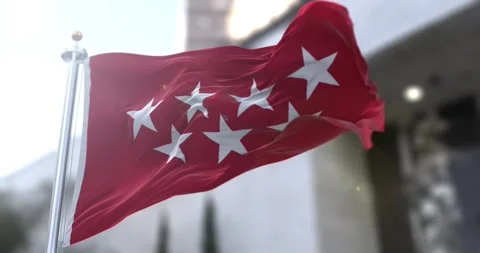 The community of madrid flag waving-seamless-loop-4k-60fps Stock Footage 344555513