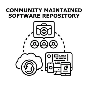 Community maintained software repository concept vector Stock Illustration