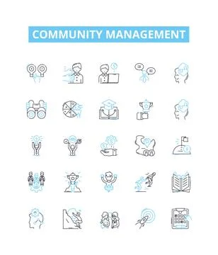 Community management vector line icons set. Community, Management, Engagement 스톡 일러스트