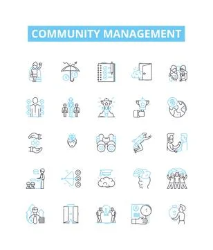 Community management vector line icons set. Community, Management, Engagement 库存插图