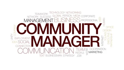 Community manager animated word cloud, text design animation. Kinetic Stock Footage 74907911