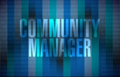 Community Manager binary background sign concept 스톡 일러스트