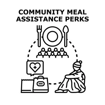 Community meal assistance program providing food support Ilustração Stock