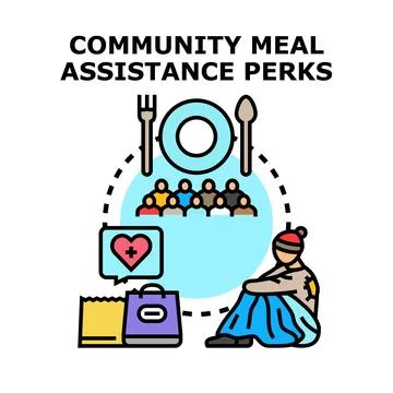 Community meal assistance program providing food support Ilustración de archivo