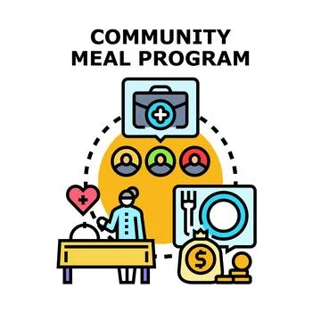 Community meal program distributing food to people in need Stock Illustration