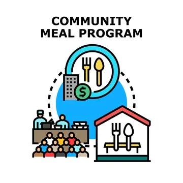 Community meal program planning and food assistance Stock Illustration