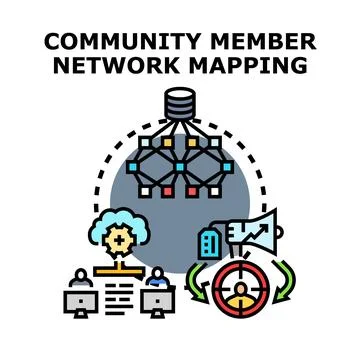 Community member network mapping for data analysis Stock Illustration