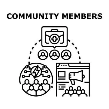 Community members connecting socially sharing ideas online Stock Illustration
