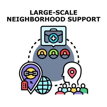 Community members receiving large scale neighborhood support Stock Illustration