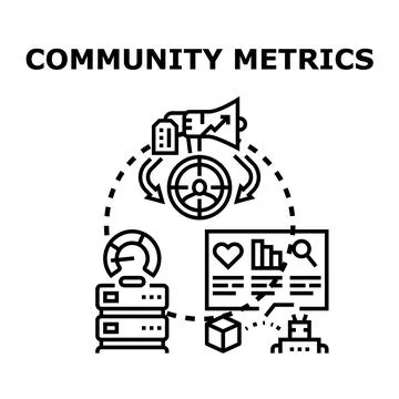 Community metrics analysis target audience data management Stock Illustration