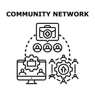 Community network concept illustrating global communication and collaboration Stock Illustration