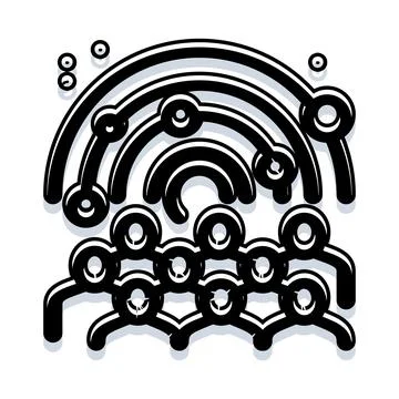 Community network connecting diverse groups communicating with technology Stockillustratie