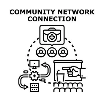 Community network connection providing professional medical data Illustrazione stock