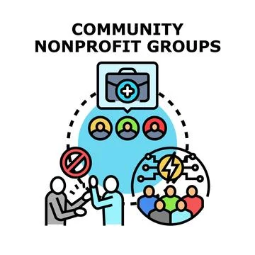 Community nonprofit groups creating impact and support Stock Illustration