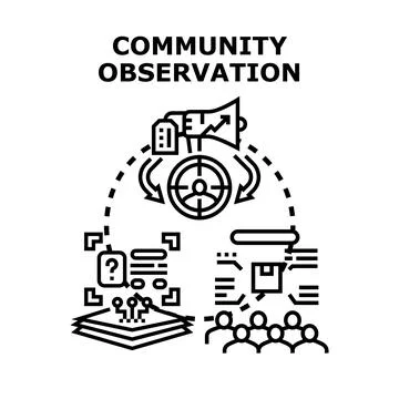 Community observation collecting user data for analysis Stock Illustration