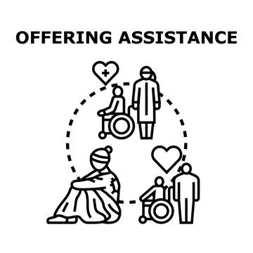 Community offering assistance and support to vulnerable people Stock Illustration