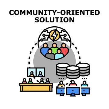 Community oriented solution developing collaborative information systems Stock Illustration