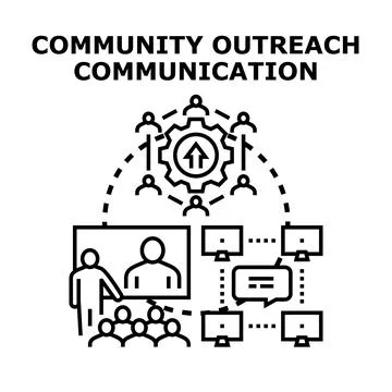 Community outreach communication and network building Ilustración de archivo