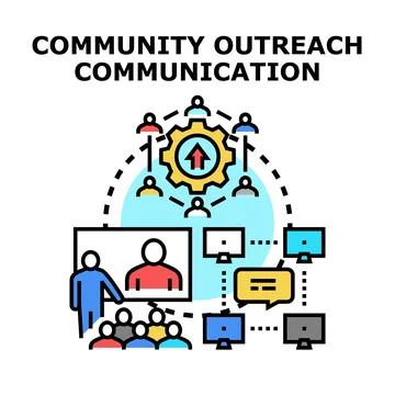 Community outreach communication and network building Ilustración de archivo