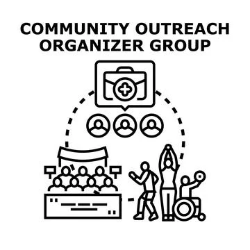 Community outreach organizer group vector concept イラスト素材