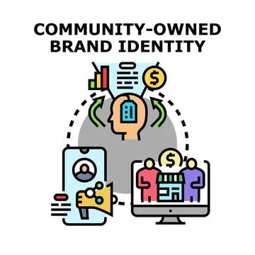 Community owned brand identity development concept Stock Illustration