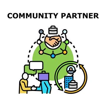 Community partner collaborating building business relationships network Stock Illustration