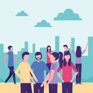 Community people activity Stock Illustration