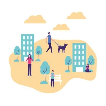 Community people activity Stock Illustration