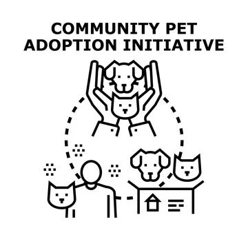 Community pet adoption program helping animals find home Stock-Illustration