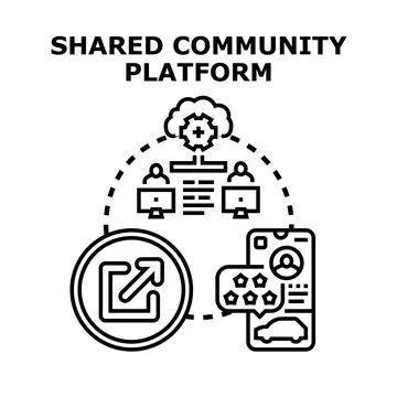 Community platform sharing service online global network connections 스톡 일러스트