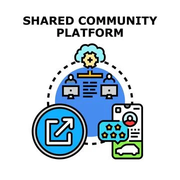 Community platform sharing service online global network connections Illustrazione stock