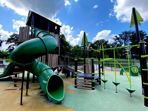 Community Playground with Big Slide Stock Photos