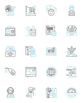 Community progress linear icons set. Growth, Development, Improvement Stock Illustration