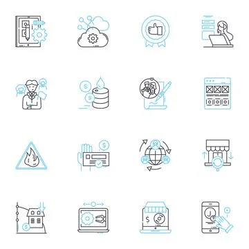 Community progress linear icons set. Growth, Development, Improvement 库存插图