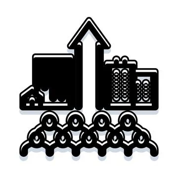 Community progress urban development rising arrow icon 库存插图