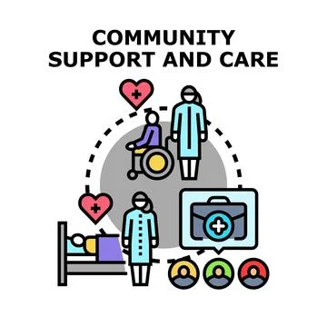 Community providing support and care services illustration Stock Illustration