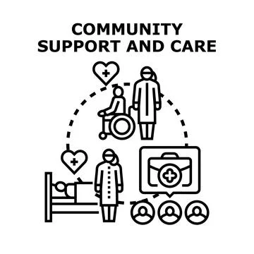 Community providing support and care services illustration Stock Illustration