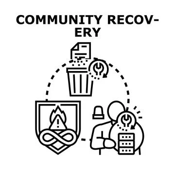 Community recovery system restoring digital data infrastructure Stock Illustration