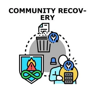 Community recovery system restoring digital data infrastructure Stock Illustration