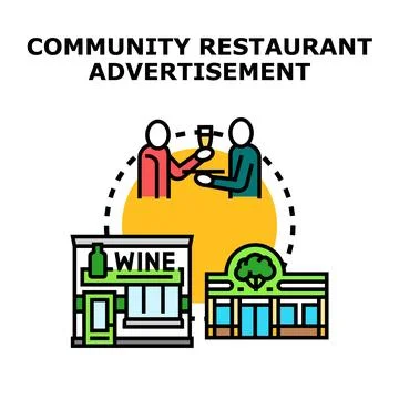 Community restaurant advertisement concept promoting local dining Stock Illustration
