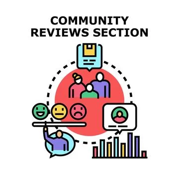 Community reviews section illustrating customer feedback and opinion analysis Stock Illustration