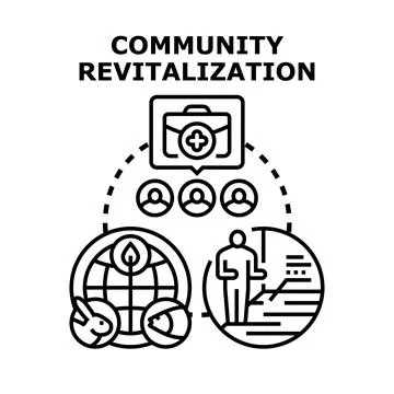 Community revitalization vector concept developing sustainable urban areas Illustrazione stock