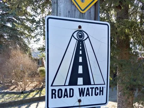 Community road watch in effect Stock Photos