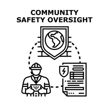 Community safety oversight concept ensuring global protection Illustrazione stock