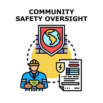 Community safety oversight concept ensuring global protection Stock Illustration