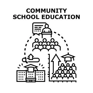 Community school education vector concept learning development Stock Illustration