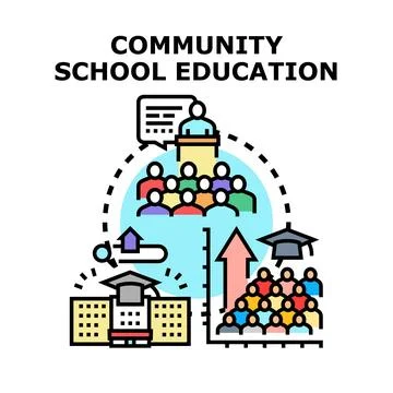 Community school education vector concept learning development Stock Illustration