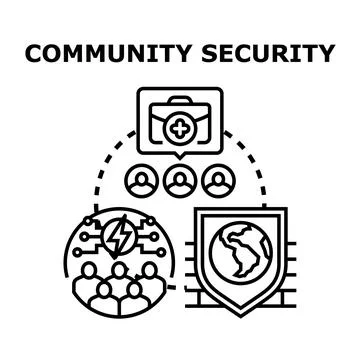 Community security maintaining public safety and protection Stock Illustration