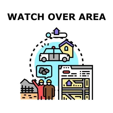 Community security team watching over residential area Stock Illustration