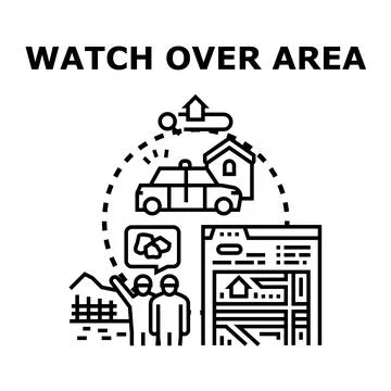 Community security team watching over residential area Stock Illustration